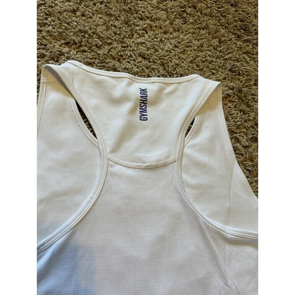 Gymshark Pulse Crop Tank White Womens Size XL Logo Stretch Athletic Workout - Picture 5 of 8